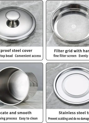 1 Count Modern Kitchen Oil Dispenser with Tray & Lid,Stainless Steel Oil Pot with Filter,Bacon Grease Container, Cooking Oil Can, Kitchenware, Utensils, Kitchen Gadgets