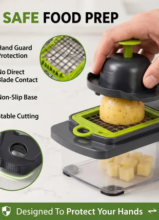 Detachable Multifunctional Plastic Kitchen Chopper - Eco-Friendly ABS Utensil for Chopping, Onion Potato Dicing, Slicing, Garlic Mincing, Vegetable Grating, Fruit Prep, Onion Potato Dicer