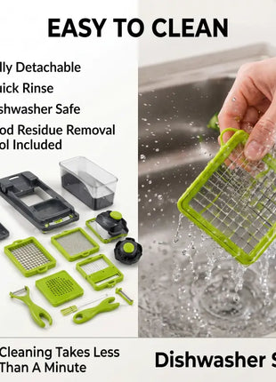 Detachable Multifunctional Plastic Kitchen Chopper - Eco-Friendly ABS Utensil for Chopping, Onion Potato Dicing, Slicing, Garlic Mincing, Vegetable Grating, Fruit Prep, Onion Potato Dicer