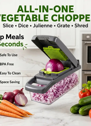 Detachable Multifunctional Plastic Kitchen Chopper - Eco-Friendly ABS Utensil for Chopping, Onion Potato Dicing, Slicing, Garlic Mincing, Vegetable Grating, Fruit Prep, Onion Potato Dicer