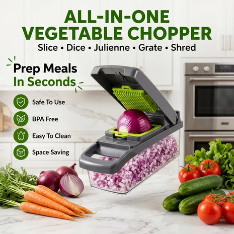 Detachable Multifunctional Plastic Kitchen Chopper - Eco-Friendly ABS Utensil for Chopping, Onion Potato Dicing, Slicing, Garlic Mincing, Vegetable Grating, Fruit Prep, Onion Potato Dicer