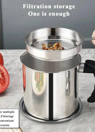 1 Count Modern Kitchen Oil Dispenser with Tray & Lid,Stainless Steel Oil Pot with Filter,Bacon Grease Container, Cooking Oil Can, Kitchenware, Utensils, Kitchen Gadgets