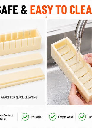 Sushi Making Kit with Cutter Mold, DIY Sushi Maker Tool for Perfect Even Rolls, Easy Homemade Sushi Kitchen Gadget
