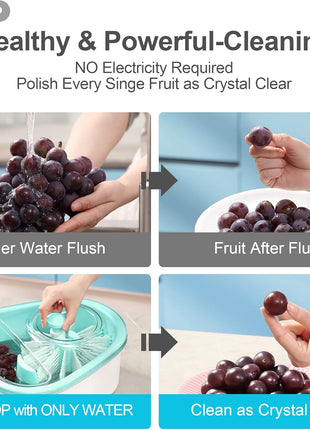 JOYLOOP Fruit Cleaner Spinner, Large Produce Rinse Bowl with Drain Basket, Vegetable Scrubber for Berries, Grapes, Salad and Vegetables