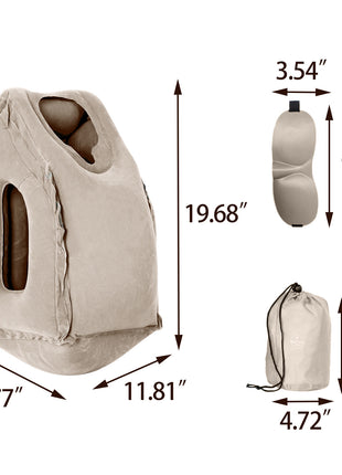 Inflatable Air Travel Pillow Airplane Office Nap Rest Neck Head Chin Cushion