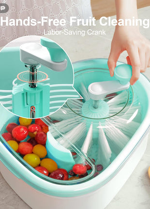 JOYLOOP Fruit Cleaner Spinner, Large Produce Rinse Bowl with Drain Basket, Vegetable Scrubber for Berries, Grapes, Salad and Vegetables