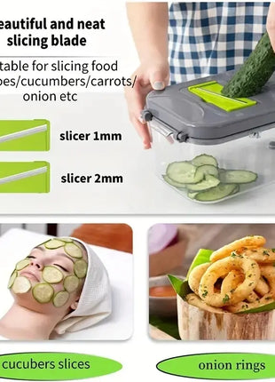 Detachable Multifunctional Plastic Kitchen Chopper - Eco-Friendly ABS Utensil for Chopping, Onion Potato Dicing, Slicing, Garlic Mincing, Vegetable Grating, Fruit Prep, Onion Potato Dicer