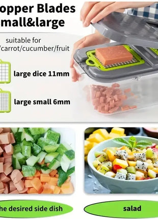 Detachable Multifunctional Plastic Kitchen Chopper - Eco-Friendly ABS Utensil for Chopping, Onion Potato Dicing, Slicing, Garlic Mincing, Vegetable Grating, Fruit Prep, Onion Potato Dicer