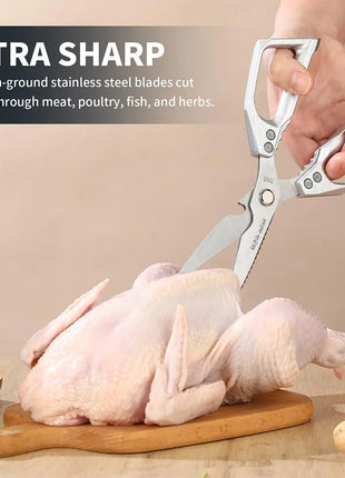Rust-Proof Food-Grade Alloy Steel Kitchen Scissors - Heavy-Duty Multi-Use Cooking Prep Shears, Bacteria-Resistant, Sharp, Effortless - Ideal for Poultry, Meat, Fruits - Home Supplies Party Gift Option