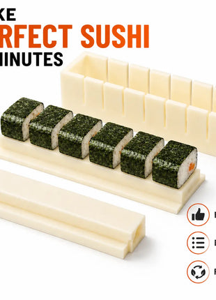 Sushi Making Kit with Cutter Mold, DIY Sushi Maker Tool for Perfect Even Rolls, Easy Homemade Sushi Kitchen Gadget