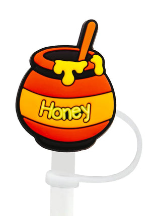 Cute Pooh Bear Silicone Straw Toppers for 10mm,Straw Caps for Glass Cup,with 30&40Oz Tumbler with Handle Dust-Proof Reusable
