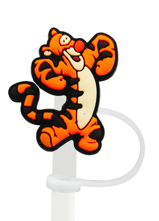 Cute Pooh Bear Silicone Straw Toppers for 10mm,Straw Caps for Glass Cup,with 30&40Oz Tumbler with Handle Dust-Proof Reusable
