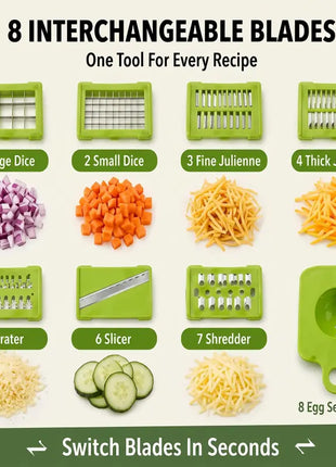 Detachable Multifunctional Plastic Kitchen Chopper - Eco-Friendly ABS Utensil for Chopping, Onion Potato Dicing, Slicing, Garlic Mincing, Vegetable Grating, Fruit Prep, Onion Potato Dicer