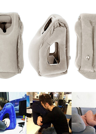 Inflatable Air Travel Pillow Airplane Office Nap Rest Neck Head Chin Cushion