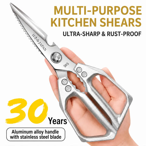 Rust-Proof Food-Grade Alloy Steel Kitchen Scissors - Heavy-Duty Multi-Use Cooking Prep Shears, Bacteria-Resistant, Sharp, Effortless - Ideal for Poultry, Meat, Fruits - Home Supplies Party Gift Option