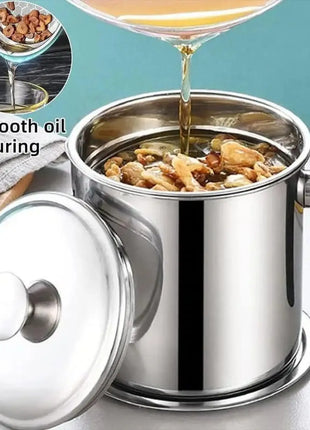 1 Count Modern Kitchen Oil Dispenser with Tray & Lid,Stainless Steel Oil Pot with Filter,Bacon Grease Container, Cooking Oil Can, Kitchenware, Utensils, Kitchen Gadgets